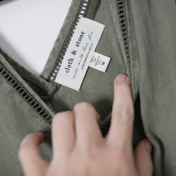 CLOSING SALE! 
Anthropologie | Green V-neck Sleeveless Romper - Picture 4 of 6